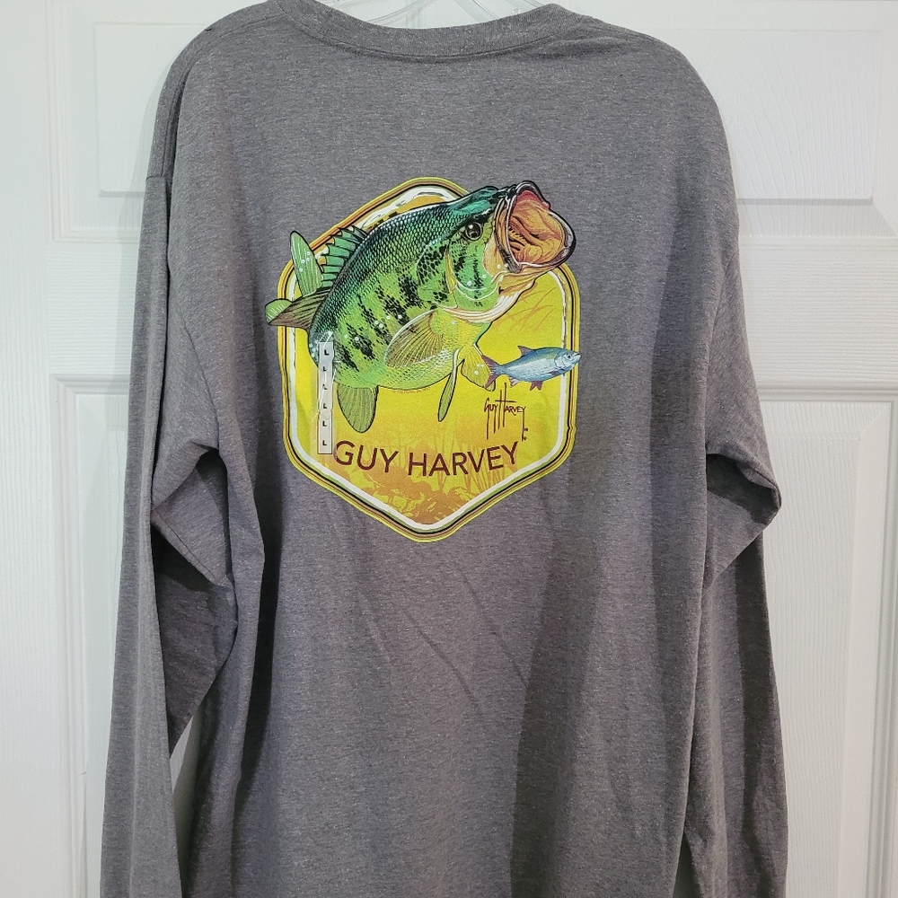 Men Size Large Guy Harvey by Aftco Longsleeves gray tshirt NWT